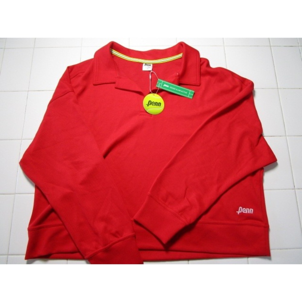 Penn Grand Slam Active Red Long Sleeve Polo Sweatshirt Women's Large
